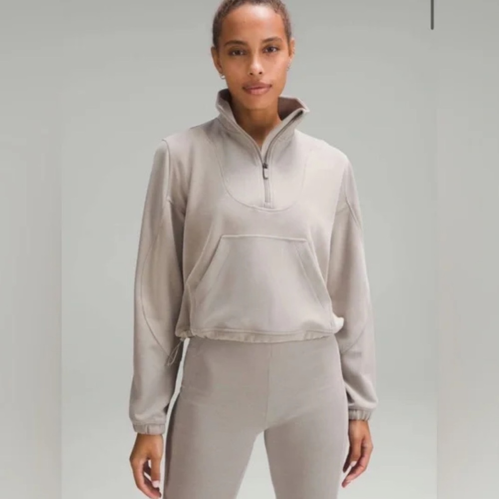 Lululemon Brushed Softstreme Ribbed Half Zip Riverstone